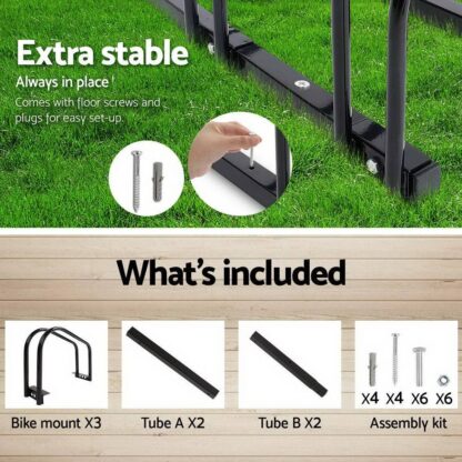 Portable Bike 3 Parking Rack Bicycle Instant Storage Stand – Black