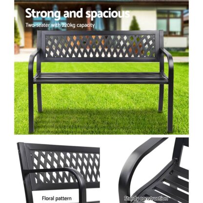 Gardeon Cast Iron Modern Garden Bench – Black