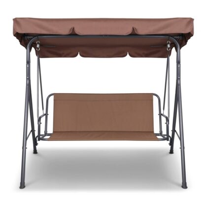 Gardeon 3 Seater Outdoor Canopy Swing Chair – Coffee