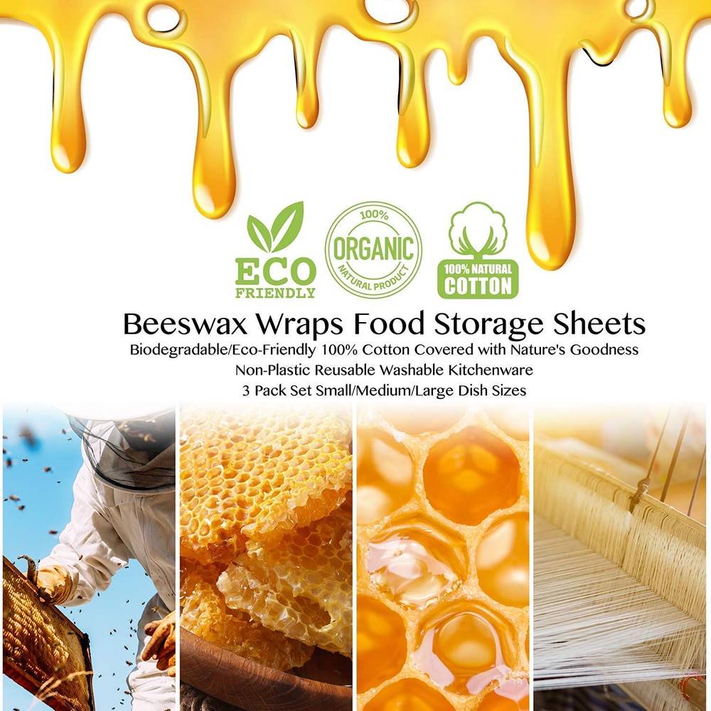 Eco Friendly Reusable Food Wraps Food Fresh Keeping Storage Organic Beeswax Cloth Wrap Cling Wrap Custom Made Pattern Wholesale