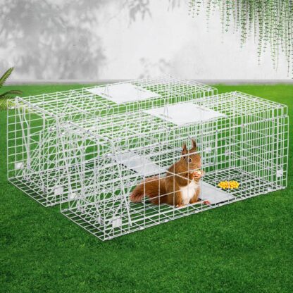 Set of 2 Humane Animal Trap Cage 66 x 23 x 25cm – Silver