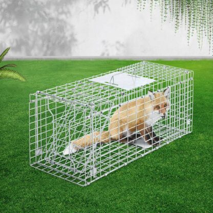 Humane Animal Trap Cage 94 x 34 x 36cm – Silver