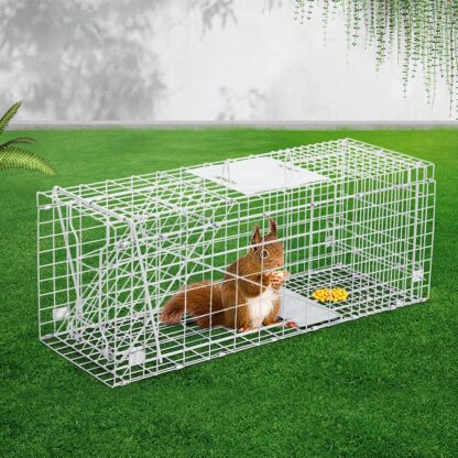 Humane Animal Trap Cage 66 x 23 x 25cm – Silver