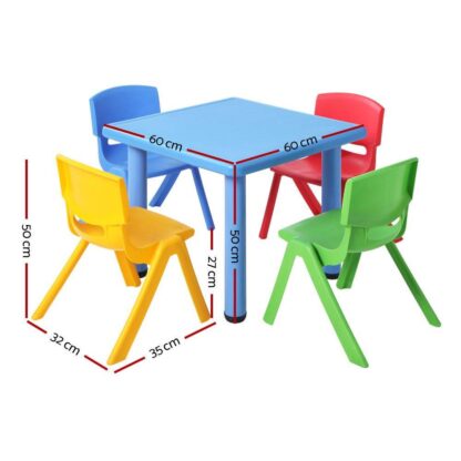 Keezi 5 Piece Kids Table and Chair Set – Blue