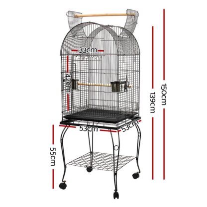 i.Pet Large Bird Cage with Perch – Black