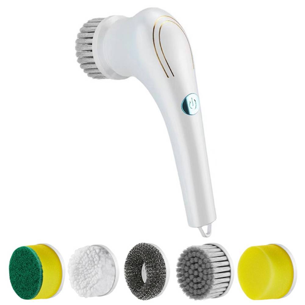 5 in 1 Handheld Bathroom Cleaning Brush Scrubber with Charging Cord