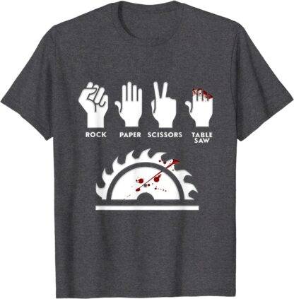 Rock Paper Scissors Table Saw Funny Carpenter T-Shirt Prevailing Men's Tees Normal Top T-shirts Cotton Slim Fit